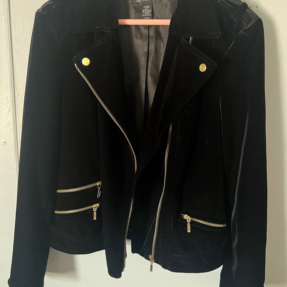 INC International Concepts Black Velvet Jacket with Gold Accents like new - Picture 6 of 10
